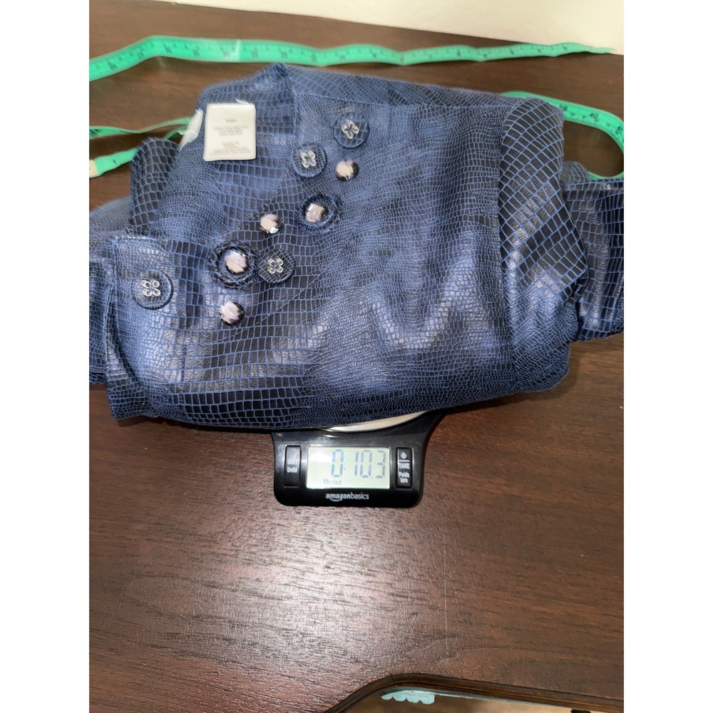 Alfred Dunner Petite Blue Textured Embellished Blazer Jacket - Picture 7 of 7